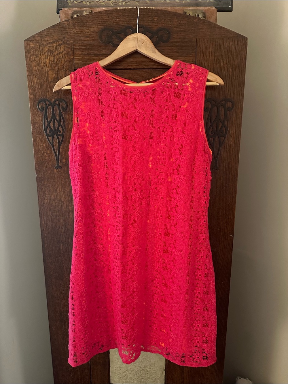 Elie Tahari Painted Lady Red Lace Sleeveless Mini Dress Size 10 - Picture 2 of 10